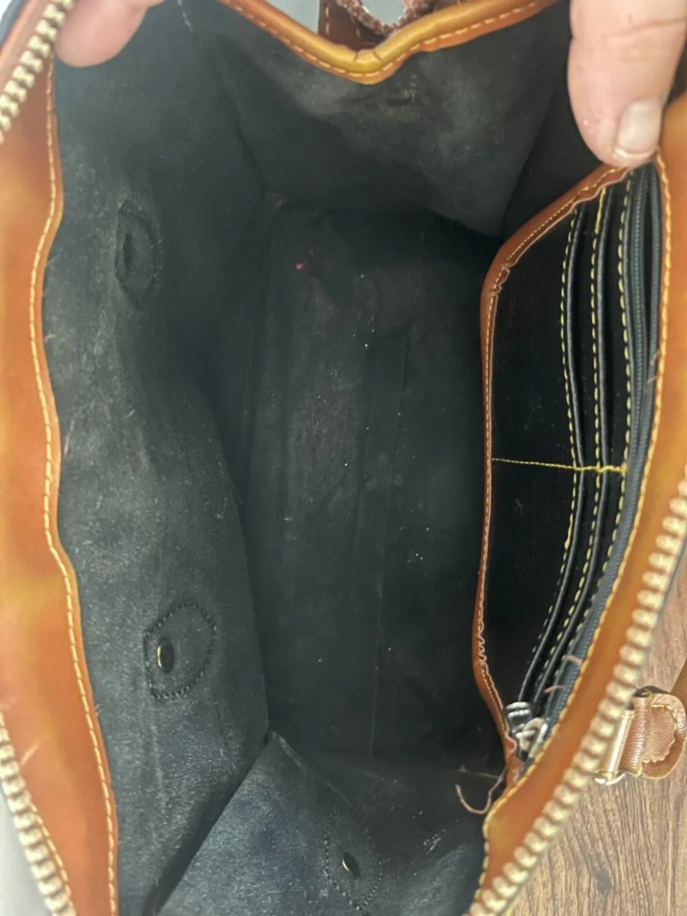 VTG Dooney Bourke Black and Brown Pebble AllWeather Leather Doctor's/Bowler Bag